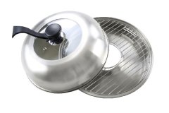 Сковорода гриль-газ стеклянная крышка D-519, сталь, d=34 см