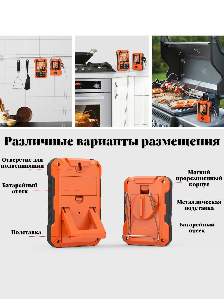 Кухонный цифровой термометр с двумя щупами ThermoPro TP810W