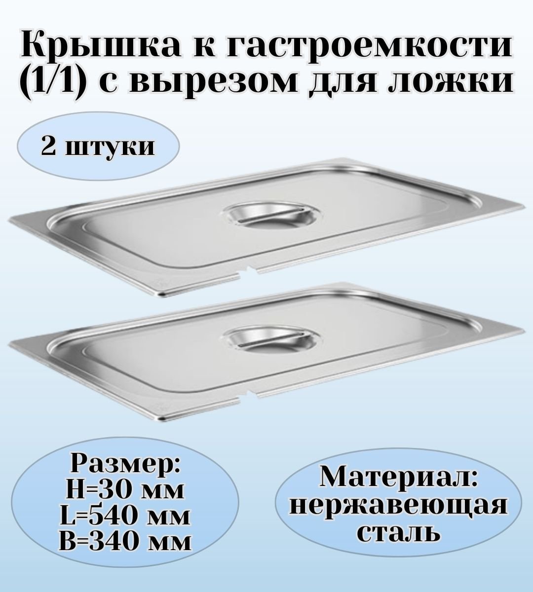 Крышка для гастроемкости GN 1/1 с вырезом для ложки ULMI, 2 штуки