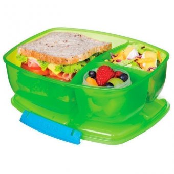 Контейнер зеленый 3-х секционный 2 л с баночкой Lunch Sistema 40920