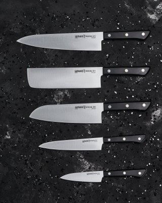 Набор ножей 5 в 1 ( 11,23,43,85,95) Harakiri Samura SHR-0250B/K