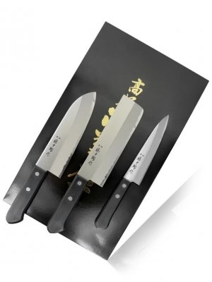 Набор из 3-х кухонных ножей Fuji Cutlery Tojuro (универсальный, сантоку и овощной) рукоять термопластик TJ-GIF