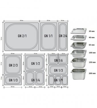 Гастроемкость (1/3) H=20 см L=32,5 см B=17,6 см ProHotel 4011958
