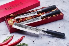 Набор ножей L=16,2;18,2;16,8 см, гвоздичное масло, салфетка Blacksmith Samura SBL-0220C/Y